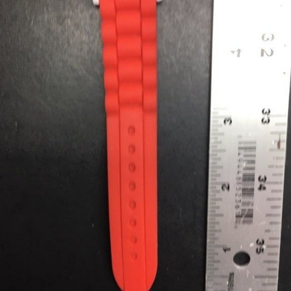 Silicone Watch Orange Red White Ladies Mens Unisex 80s Retro Costume Prop - Picture 6 of 7